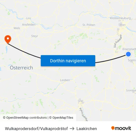 Wulkaprodersdorf/Vulkaprodrštof to Laakirchen map