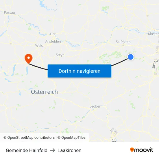Gemeinde Hainfeld to Laakirchen map