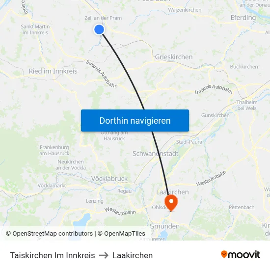 Taiskirchen Im Innkreis to Laakirchen map
