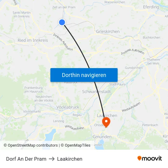 Dorf An Der Pram to Laakirchen map