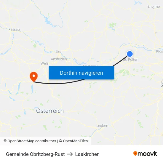 Gemeinde Obritzberg-Rust to Laakirchen map