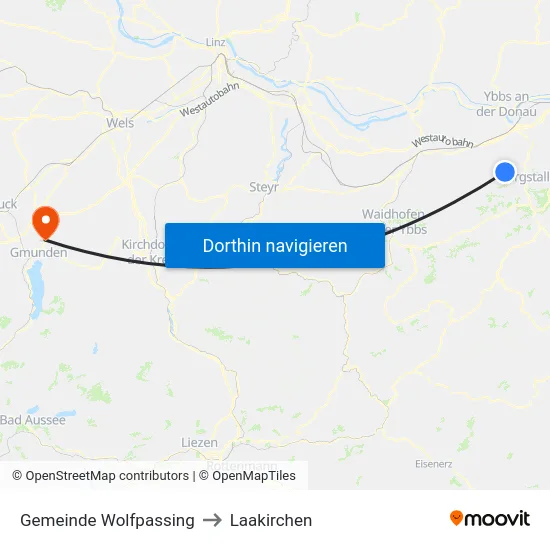 Gemeinde Wolfpassing to Laakirchen map