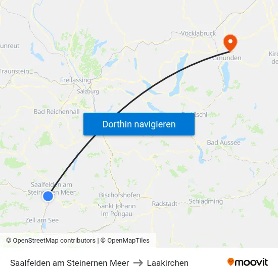 Saalfelden am Steinernen Meer to Laakirchen map