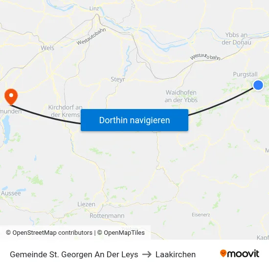 Gemeinde St. Georgen An Der Leys to Laakirchen map