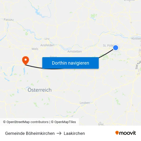 Gemeinde Böheimkirchen to Laakirchen map