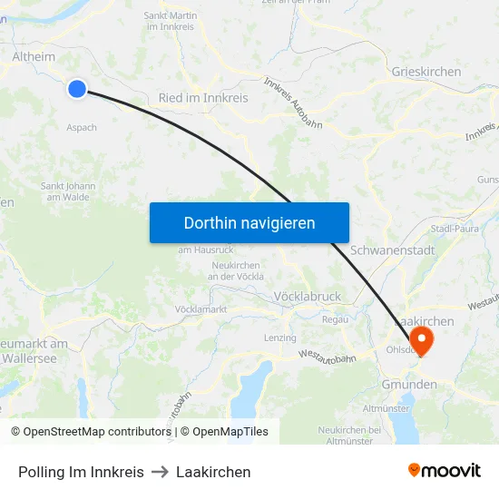 Polling Im Innkreis to Laakirchen map