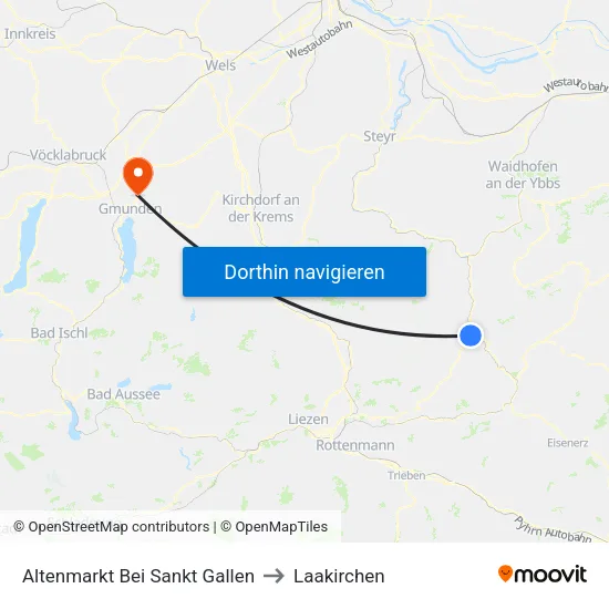 Altenmarkt Bei Sankt Gallen to Laakirchen map