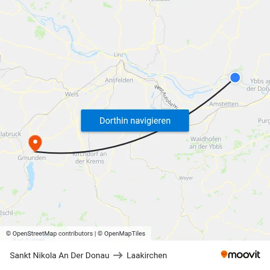 Sankt Nikola An Der Donau to Laakirchen map