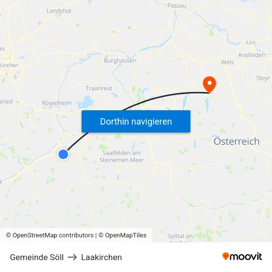 Gemeinde Söll to Laakirchen map