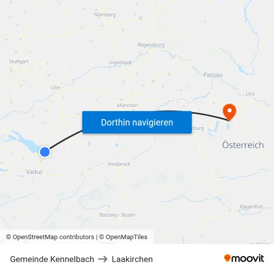 Gemeinde Kennelbach to Laakirchen map