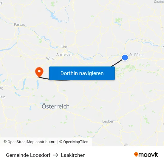 Gemeinde Loosdorf to Laakirchen map