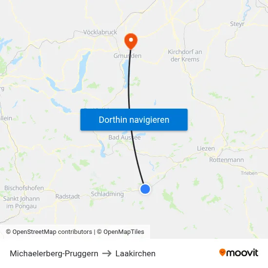 Michaelerberg-Pruggern to Laakirchen map