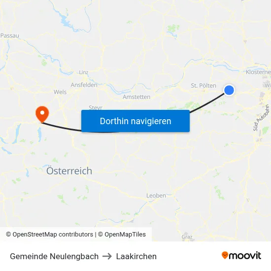 Gemeinde Neulengbach to Laakirchen map