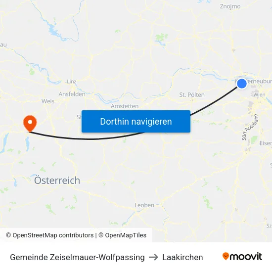 Gemeinde Zeiselmauer-Wolfpassing to Laakirchen map
