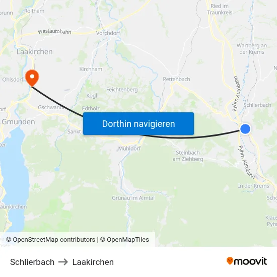 Schlierbach to Laakirchen map