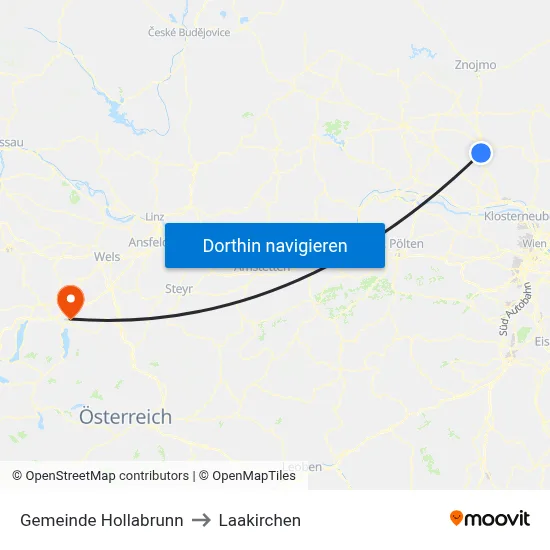 Gemeinde Hollabrunn to Laakirchen map