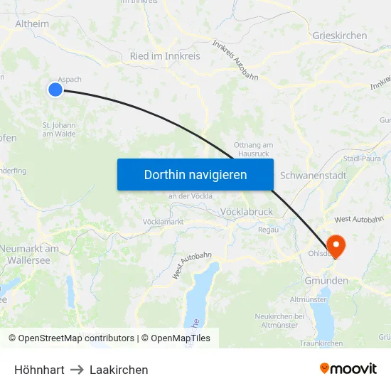 Höhnhart to Laakirchen map