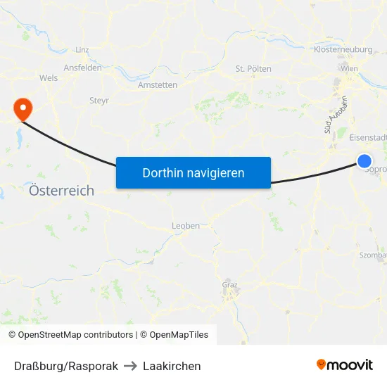 Draßburg/Rasporak to Laakirchen map