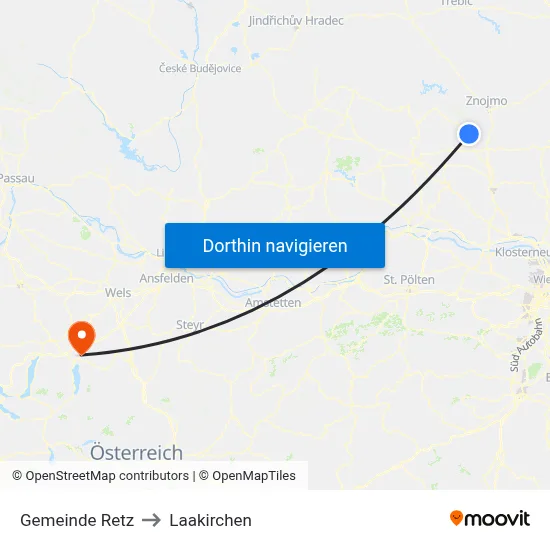 Gemeinde Retz to Laakirchen map