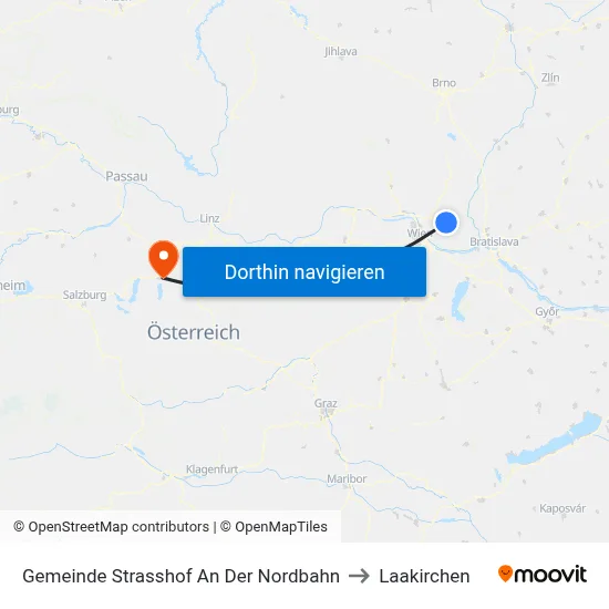 Gemeinde Strasshof An Der Nordbahn to Laakirchen map