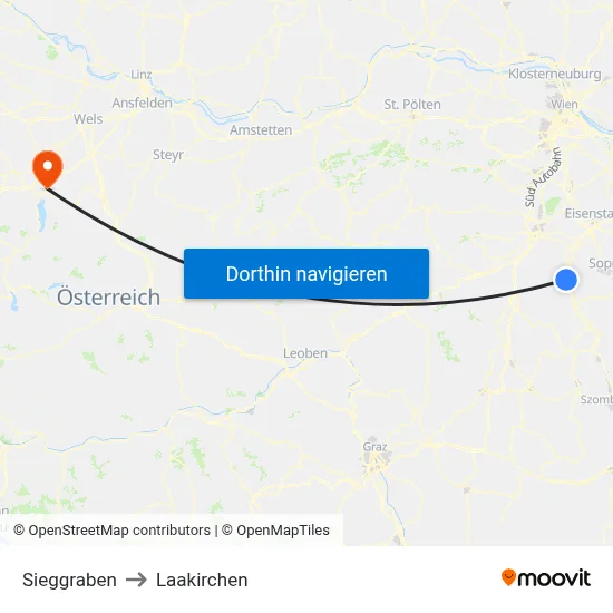 Sieggraben to Laakirchen map