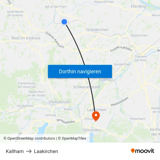 Kallham to Laakirchen map