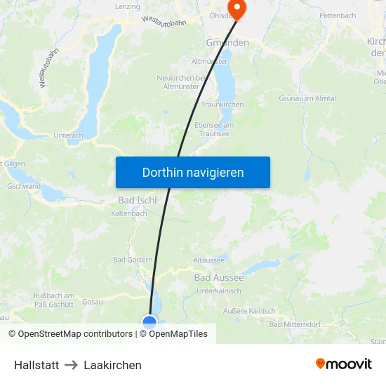Hallstatt to Laakirchen map