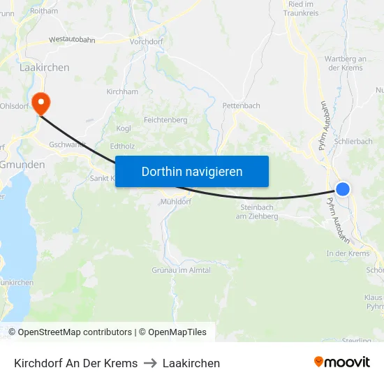 Kirchdorf An Der Krems to Laakirchen map