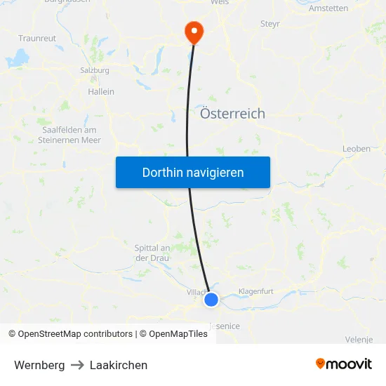 Wernberg to Laakirchen map