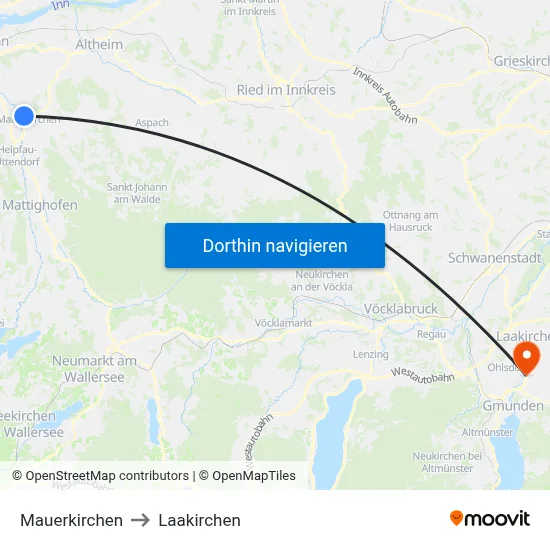 Mauerkirchen to Laakirchen map