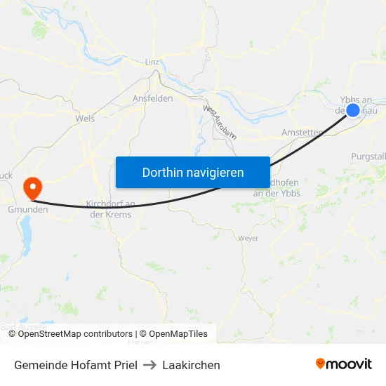 Gemeinde Hofamt Priel to Laakirchen map