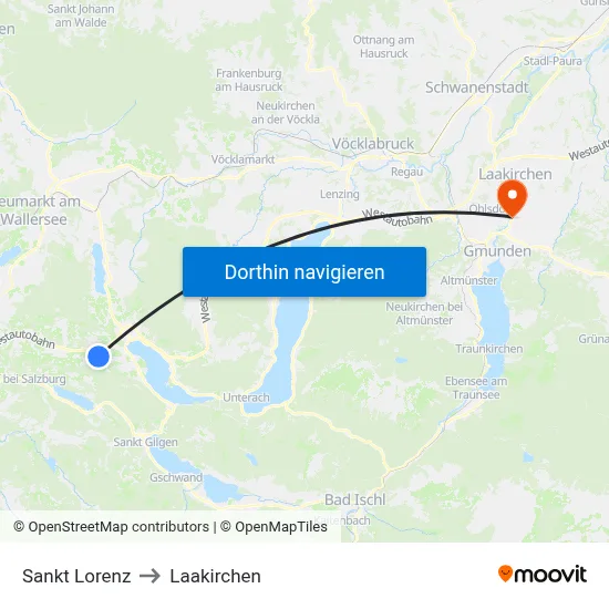 Sankt Lorenz to Laakirchen map
