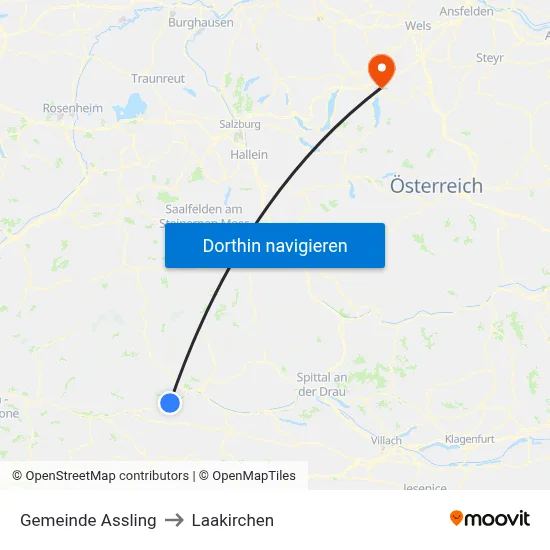 Gemeinde Assling to Laakirchen map