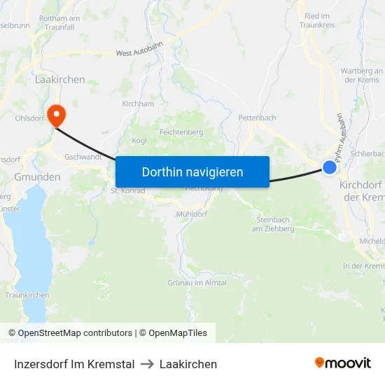 Inzersdorf Im Kremstal to Laakirchen map