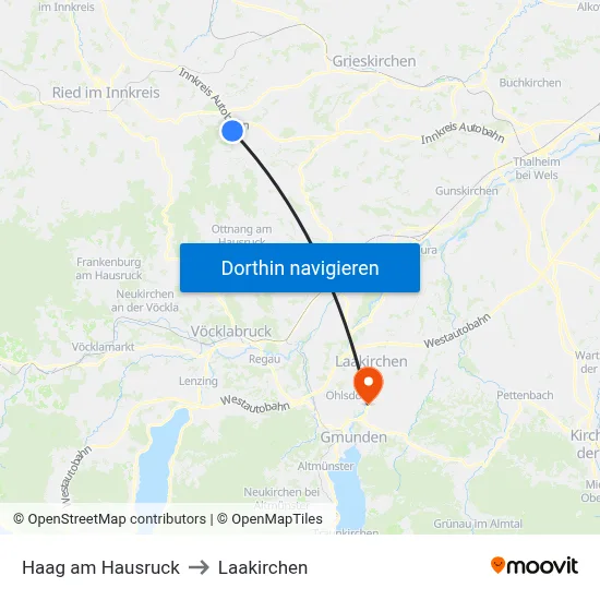 Haag am Hausruck to Laakirchen map