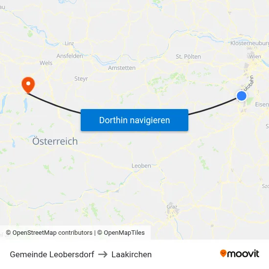 Gemeinde Leobersdorf to Laakirchen map