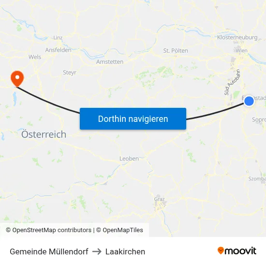 Gemeinde Müllendorf to Laakirchen map