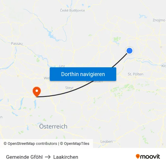 Gemeinde Gföhl to Laakirchen map