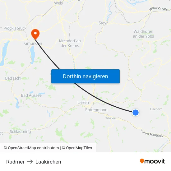 Radmer to Laakirchen map