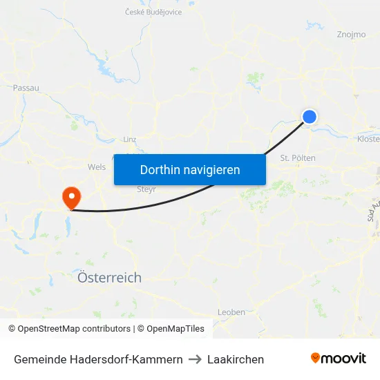 Gemeinde Hadersdorf-Kammern to Laakirchen map