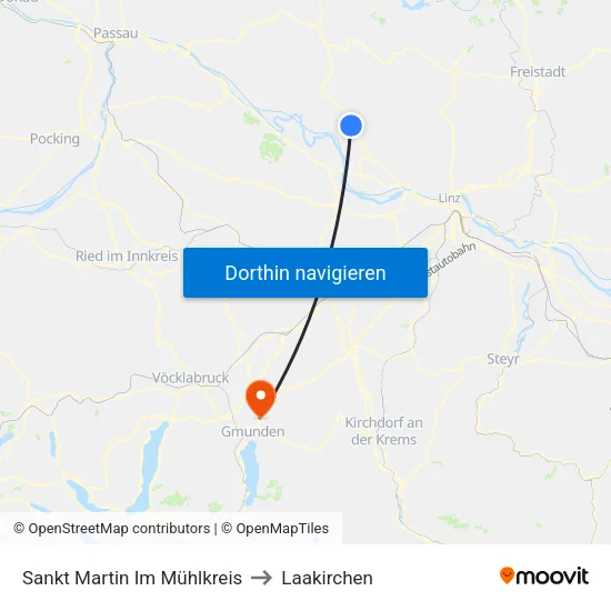 Sankt Martin Im Mühlkreis to Laakirchen map