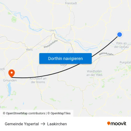 Gemeinde Yspertal to Laakirchen map