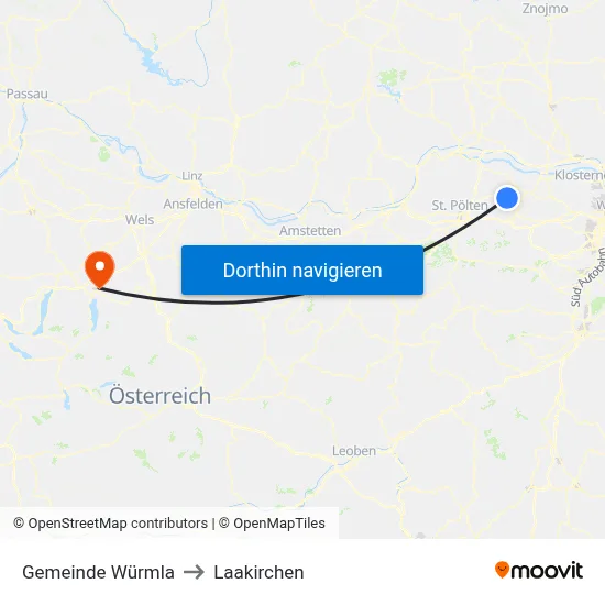 Gemeinde Würmla to Laakirchen map