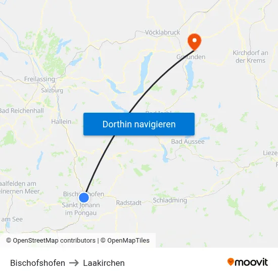Bischofshofen to Laakirchen map