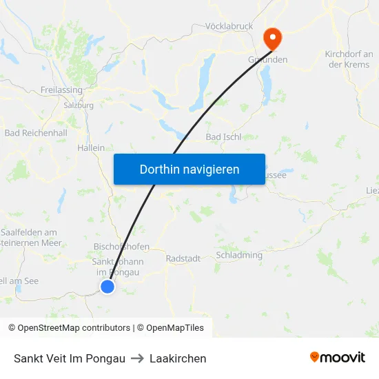 Sankt Veit Im Pongau to Laakirchen map
