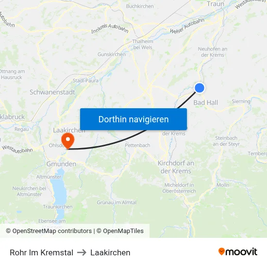 Rohr Im Kremstal to Laakirchen map