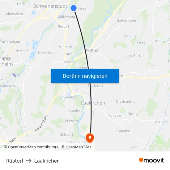 Rüstorf to Laakirchen map
