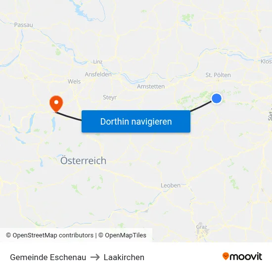 Gemeinde Eschenau to Laakirchen map