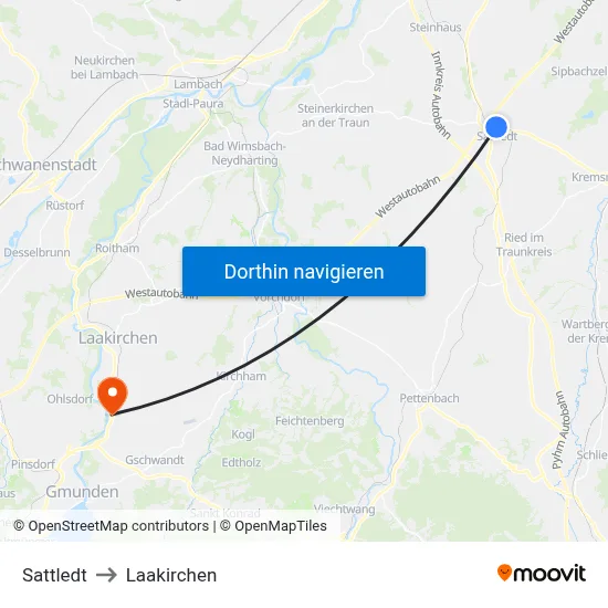 Sattledt to Laakirchen map