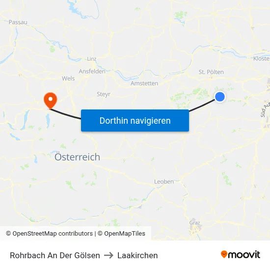 Rohrbach An Der Gölsen to Laakirchen map